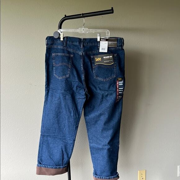 NWT Lee Men's Fleece-Lined Relaxed Straight Leg Dark Blue Jeans - Picture 4 of 6